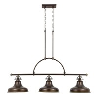 Lampa wyspowa Emery - 3 źródła światła - Palladiański brąz