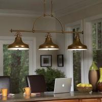 Lampa wyspowa Emery - 3 źródła światła - Postarzany mosiądz