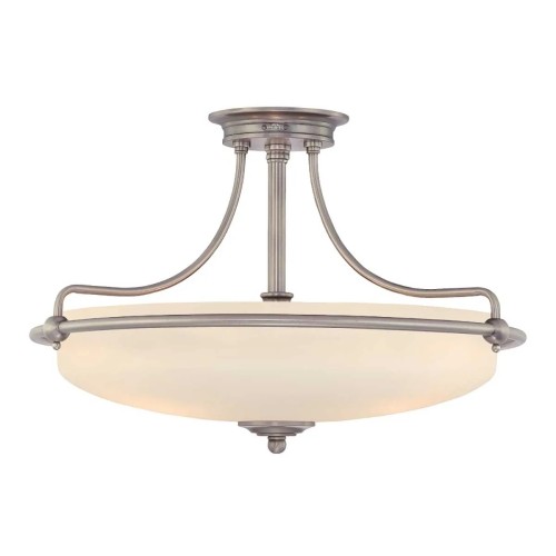 Półplafon Griffin - 4 źródła światła - Antyczny nikiel - Opalowy klosz