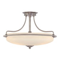 Półplafon Griffin - 4 źródła światła - Antyczny nikiel - Opalowy klosz