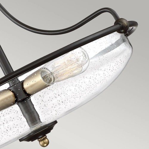 Półplafon Griffin - 4 źródła światła - Palladiański brąz - Przezroczysty klosz