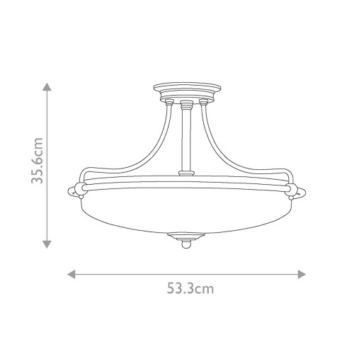 Półplafon Griffin - 4 źródła światła - Postarzany mosiądz - Opalowy klosz