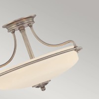 Półplafon Griffin - 3 źródła światła - Antyczny nikiel - Opalowy klosz