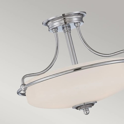 Półplafon Griffin - 3 źródła światła - Polerowany chrom - Opalowy klosz