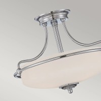 Półplafon Griffin - 3 źródła światła - Polerowany chrom - Opalowy klosz