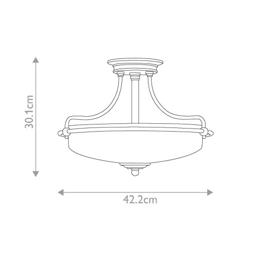 Półplafon Griffin - 3 źródła światła - Polerowany chrom - Opalowy klosz