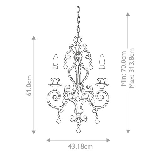 Żyrandol Marquette - 3 źródła światła - Postarzany brąz