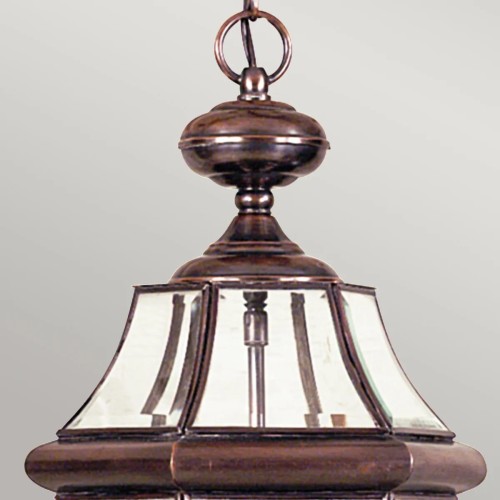 Duża latarnia wisząca Newbury - 2 źródła światła - Lakierowana postarzana miedź