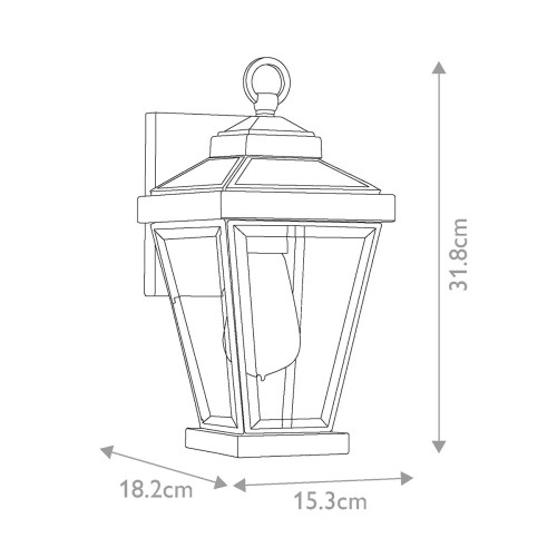 Mała latarnia naścienna Ravine - 1 źródło światła - Ciemnobrązowy