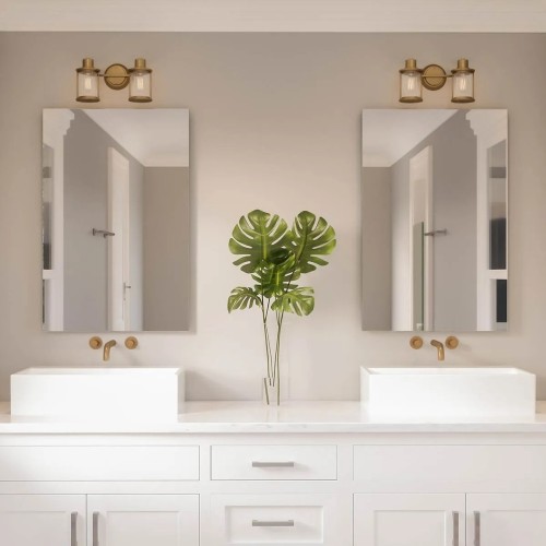 Kinkiet Riggs - 2 źródła światła - Postarzany mosiądz