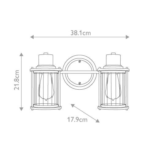 Kinkiet Riggs - 2 źródła światła - Postarzany mosiądz