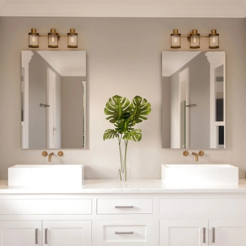 Kinkiet Riggs - 3 źródła światła - Postarzany mosiądz