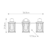 Kinkiet Riggs - 3 źródła światła - Postarzany mosiądz