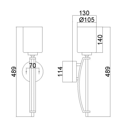 Duży kinkiet Taylor - 1 źródło światła - Polerowany chrom