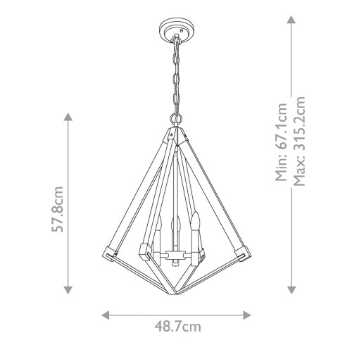 Żyrandol View Point - 3 źródła światła - Bielone drewno, postarzany mosiądz