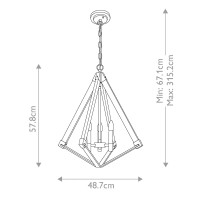 Żyrandol View Point - 3 źródła światła - Bielone drewno, postarzany mosiądz