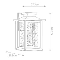 Duża latarnia naścienna Wakefield - 3 źródła światła - Czarny