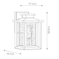 Mała latarnia naścienna Wakefield - 1 źródło światła - Czarny
