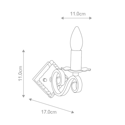 Kinkiet Rectory - 1 źródło światła - Czarny - Wersja A