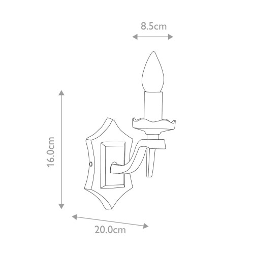 Kinkiet Rectory - 1 źródło światła - Czarny - Wersja B