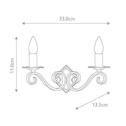 Kinkiet Rectory - 2 źródła światła - Czarny - Wersja A