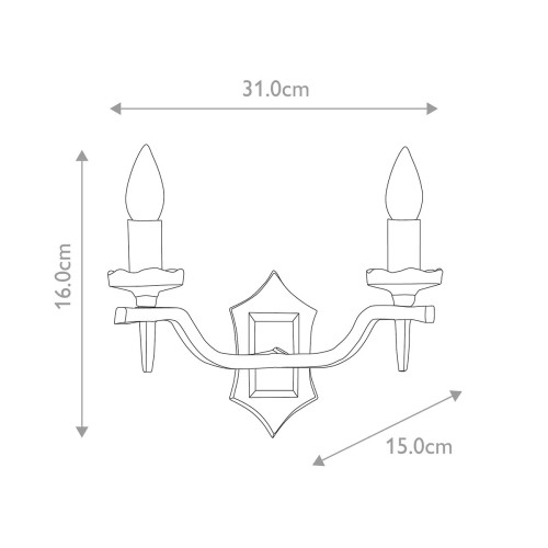 Kinkiet Rectory - 2 źródła światła - Czarny - Wersja B
