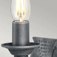 Kinkiet Saxon - 1 źródło światła - Czarny, srebrna patyna