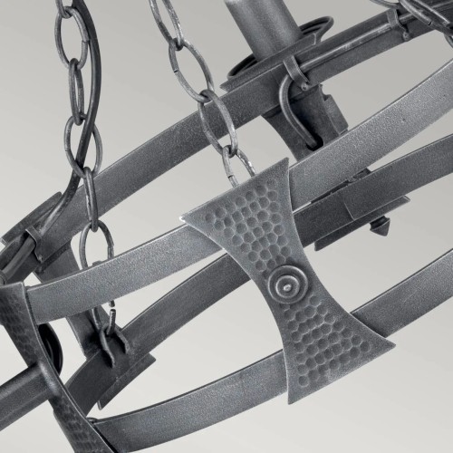 Żyrandol Saxon - 3 źródła światła - Czarny, srebrna patyna