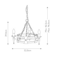 Żyrandol Saxon - 3 źródła światła - Czarny, srebrna patyna