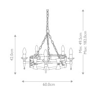Żyrandol Saxon - 5 źródeł światła - Czarny, srebrna patyna