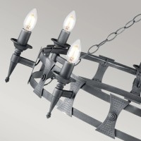 Żyrandol Saxon - 8 źródeł światła - Czarny, srebrna patyna