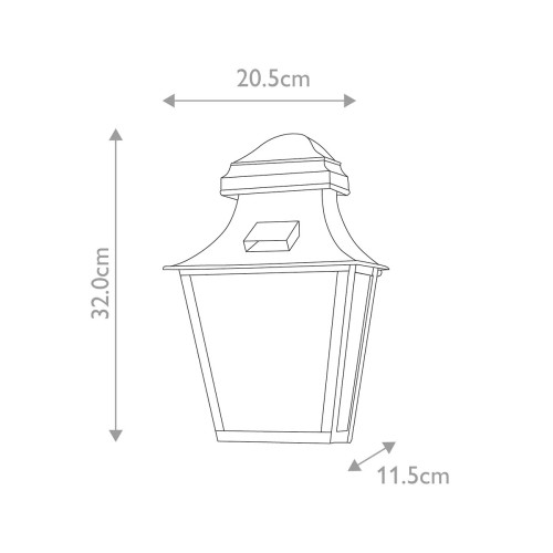Latarnia naścienna St Pauls - 1 źródło światła - Postarzany mosiądz