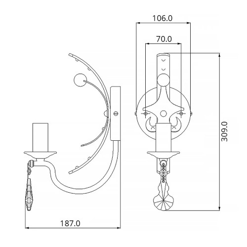 Kinkiet Windsor - 1 źródło światła - Złota patyna