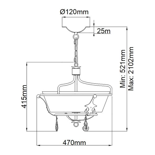Półplafon Windsor - 3 źródła światła - Złota patyna