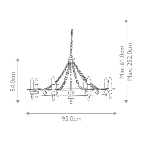 Żyrandol Warwick - 8 źródeł światła - Grafitowy