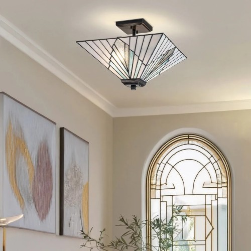 Lampa wisząca, Półplafon Alderley - 2 źródła światła - Vintage brąz