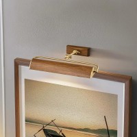 Średnia obrazówka Winchfield - 2 źródła światła - Postarzany mosiądz, imitacja drewna (dąb)