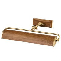 Średnia obrazówka Winchfield - 2 źródła światła - Postarzany mosiądz, imitacja drewna (dąb)