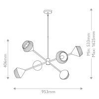 Żyrandol Daphne - 6 źródeł światła - Matowa czerń
