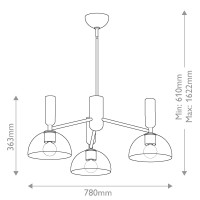 Żyrandol Jude - 3 źródła światła - Matowa czerń