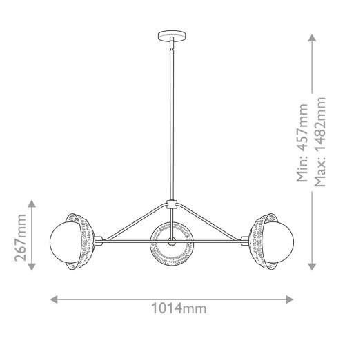 Żyrandol Perth - 3 źródła światła - Matowa czerń