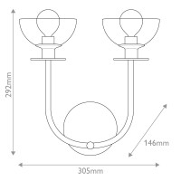 Kinkiet Sylvia - 2 źródła światła - Szczotkowane złoto