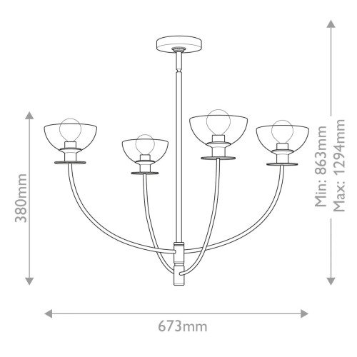 Żyrandol Sylvia - 4 źródła światła - Szczotkowane złoto