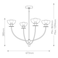 Żyrandol Sylvia - 4 źródła światła - Matowa czerń