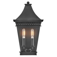 Latarnia naścienna Chapel Hill - 2 źródła światła - Muzealna czerń