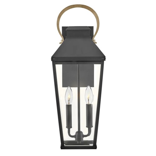 Duża latarnia naścienna Dawson - 2 źródła światła - Czarny, patynowany