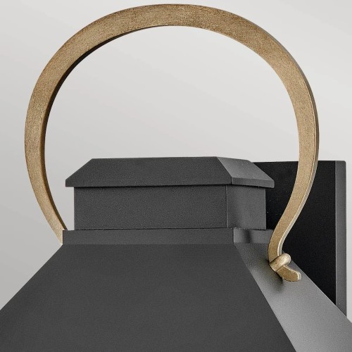 Duża latarnia naścienna Dawson - 2 źródła światła - Czarny, patynowany