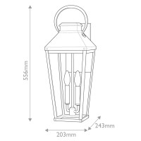 Duża latarnia naścienna Dawson - 2 źródła światła - Czarny, patynowany