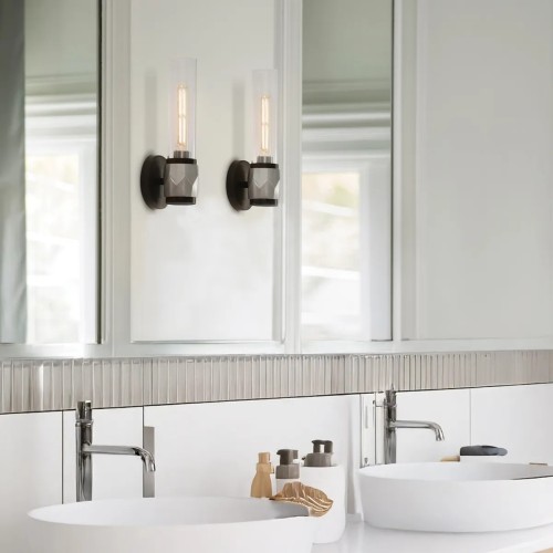 Kinkiet Ellison - 1 źródło światła - Czarny, szczotkowany