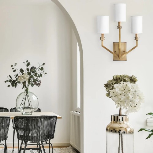 Kinkiet Moore - 3 źródła światła - Klasyczny mosiądz